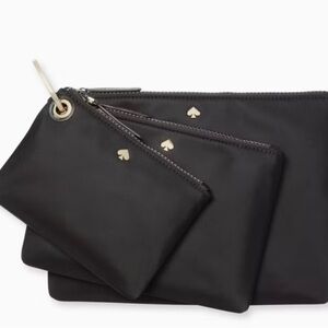 Kate Spade Black Pouch Trio with Gold Accents